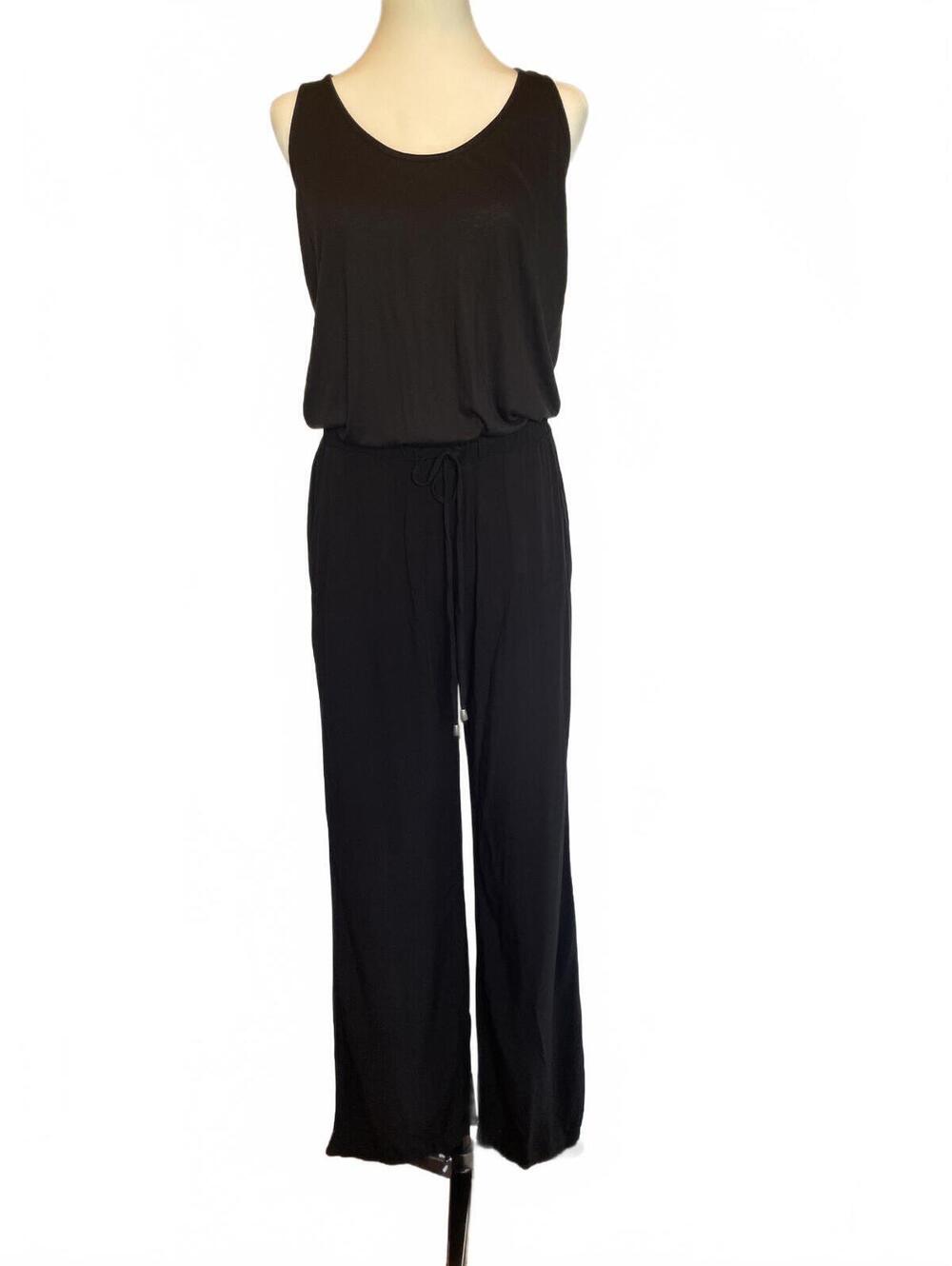 Splendid Black Sleeveless Drawstring Wide Leg Jersey Jumpsuit Women's Small
